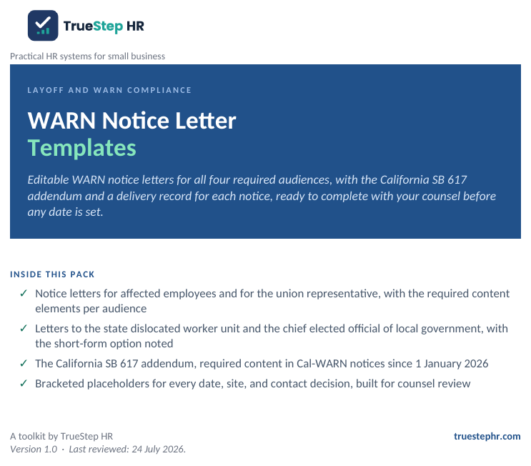 WARN notice letter templates cover