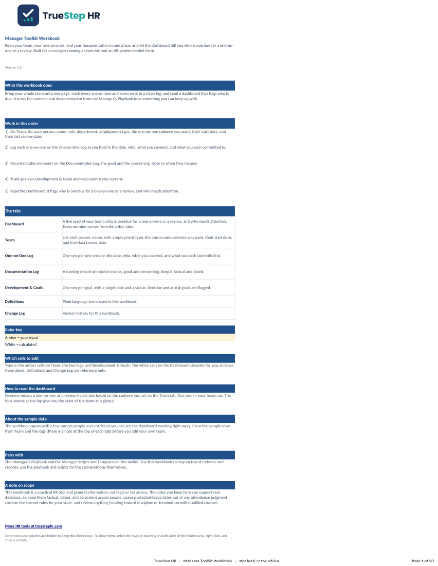 Manager Toolkit Workbook