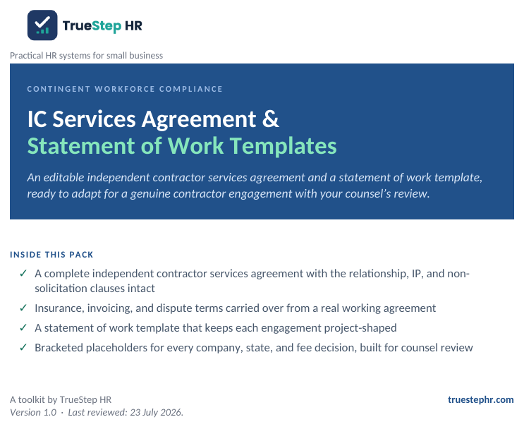 IC agreement template cover