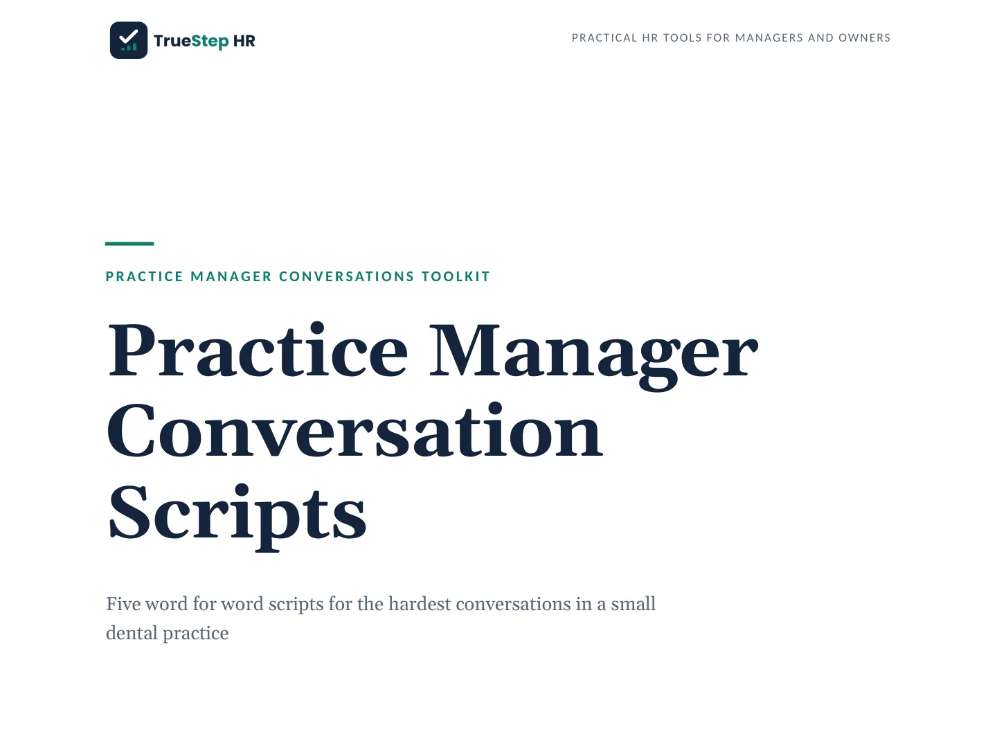 Practice Manager Conversations Toolkit — a spread from the guide you receive.